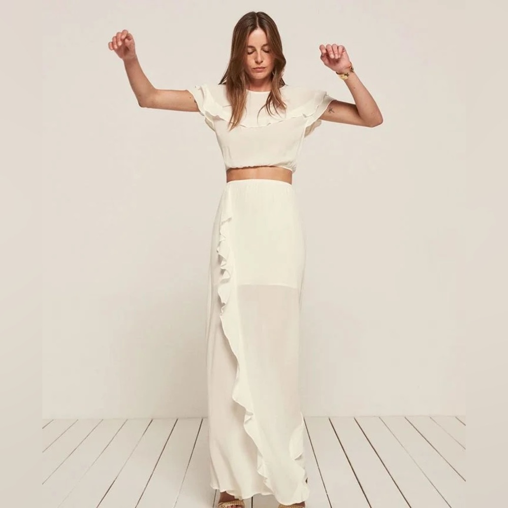 Reformation Cream Skirt Set